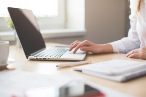Woman working on laptop